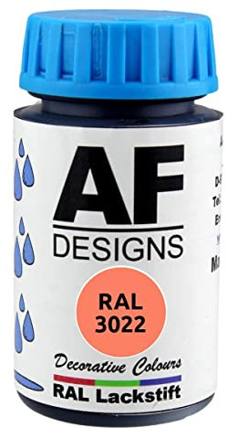 Alex Flittner Designs Barniz RAL 3022 Rojo salmón Satinado, 50 ml, Madera, Metal, Muebles de baño, Barniz retocado de recompatible conción