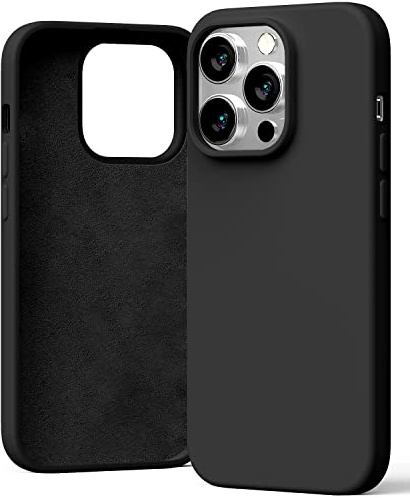 GOOSPERY Liquid Silicone Case Compatible with iPhone 14 Pro (6.1 inch), Silky-Soft Touch Full Body Protection Shockproof Cover Case with Soft Microfiber Lining - Black