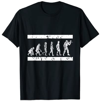 Lustiges Vintage-Geschenk Evolution eines Paintballspielers T-Shirt