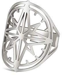 LIKGREAT North Star Ringe für Frauen Mädchen Polarstern Astrologie einstellbare Ring Konstellation Edelstahlring Schmuck Geschenke für Weihnachten Neujahr (Silber)