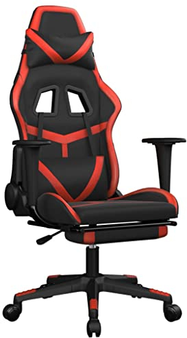 vidaXL Gaming-Stuhl mit Fußstütze Schwarz und Rot Kunstleder