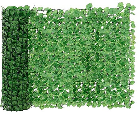 SanBouSi Brise-vue pour balcon - 300 x 100 cm - Brise-vue - Mur de jardin - Aménagement paysager - Haie artificielle et fausse vine - Décoration de feuilles - Pour jardin, terrasse, balcon