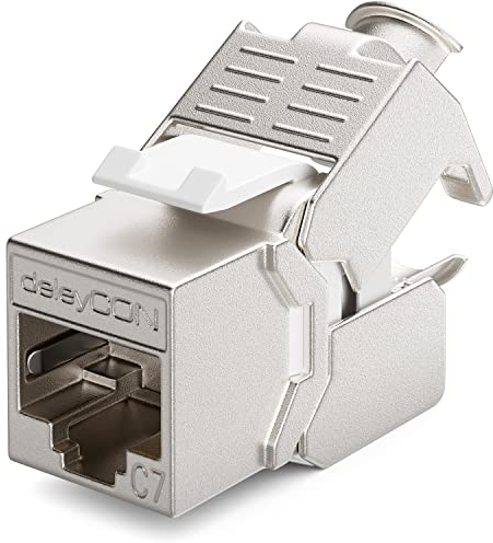 deleyCON 1x CAT 7 Module Jack Keystone Idéal pour CAT7 CAT6 CAT6a Connecteur Câble D'Installation de Raccordement de Réseau Blindage STP Prise RJ45 1000 MHz 10 Gbit/s Pince D'Isolation (LSA)