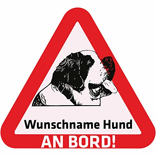 Indigos UG - Namensaufkleber Hund - Bernhardiner - Aufkleber mit Namen & Wunschtext - individuell personalisiert - Auto - Motorrad - LKW