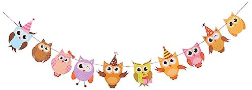 Abaodam Fensterdekoration Eulengirlande Für Kinder Eule Hängende Dekoration Eulen-banner Eule Girlande Buntes Eulenbanner Requisiten Baby Karikatur Kranz