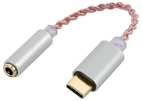 Ctwezoikmt HiFi-DAC-Kopfhörer-Verstärker, USB Typ C auf 3,5 mm Kopfhörer, Audio-Adapter, 32 Bit, 384 KHz, Digital-Decoder, AUX-Konverter, Silber