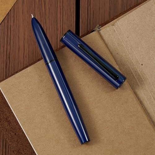 HONG DIAN Hongdian C1 Fountain Pen Extra Fine Nib, Dark Blue & Classic Retro Design Metal Pen with Ink Converter