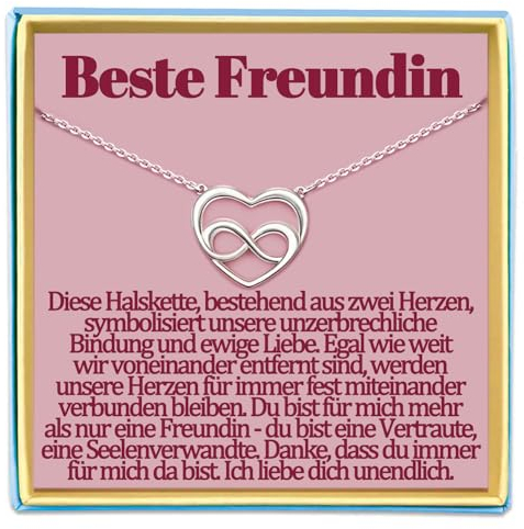 Beste Freundin Kette Geschenke für Freundschaft Geschenk Freundinnen Geschenk zum Geburtstag Halskette Geschenkideen Geburtstagesgeschenke Weihnachten Muttertagsgeschenke Herzkette Herz Schmuck Frauen