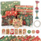 10 Blatt Kraft Geschenkpapier, 50 x 70cm Geschenkpapier Weihnachten, Weihnachtsgeschenkpapier mit 5m Band 10 Kraftpapier-Etiketten 10 Mitteilungskarten 1 doppelseitiges Klebeband