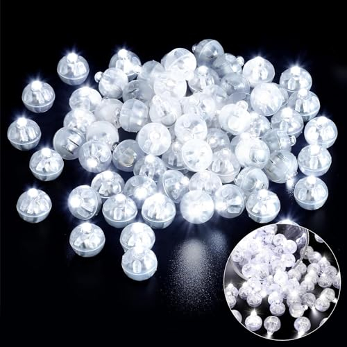 NAMIS 100 Stück LED Luftballon Licht, Mini LED Ballonlichter, Runde Luftballon LED Licht, Party Lichter Balloon Weiß für Geburtstag Hochzeit Halloween Weihnachten Dekoration