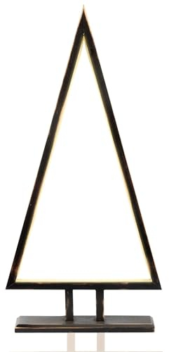 hellum LED Weihnachtspyramide mit Lichtschlauch, klassisch warmweiß, 60x30 cm, Weihnachtsdeko Innen, Kabel transparent, Bambus schwarz, Zuleitung 3m, Weihnachtsbeleuchtung Innen 579314
