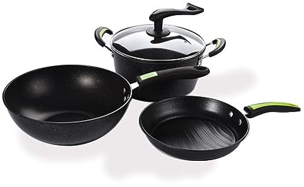 Juego de Cocina Diaria Juego de Wok de Tres Piezas Wok Sartén Olla para Sopa Cocina