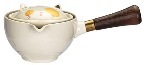 NEDLON 360 Rotation Tea Maker and Infuser, Cute Cat Rotating Teapot Semi-Automatic Portable Travel Tea Set,for Office,Household Gift (Size : A)