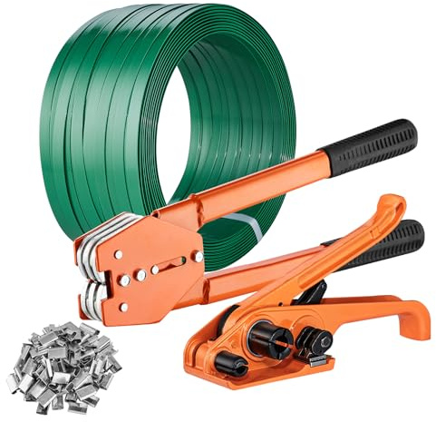 VEVOR Strapping Kit with Strapping Tensioner Tool, Banding Sealer Tool, 1000 ft PET Band, 300 Metal Seals for Pallet Packaging