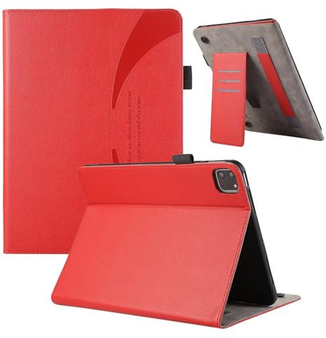 xinyunew Coque Tablette pour Apple iPad Pro 11 (2021)/ iPad Pro (11-inch, 3rd Generation),[Housse en Cuir PU Premium] [Etui à Rabat] [Pochette de Portefeuille], Étui de Protection - Rouge