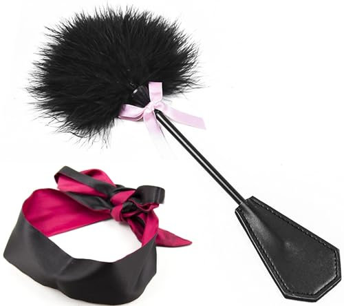 Bondage sexuel érotique Fétiche Masque pour les yeux avec plume d'amour de luxe, paddle de fessée à main en cuir Bondage fétiche BDSM ensemble de jouets sexuels pour adultes BDSM SM