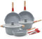 AIKENBBKK Juego de ollas y sartenes de cerámica de 9 piezas, sartén con tapa 20/24/28cm, cacerola 20cm, olla 4.7L, juego de ollas con revestimiento cerámico antiadherente y mango extraíble- Azul