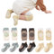 Mezrkuwr 3 Paar Baby Knieschoner und 3 Paar Baby Socken Baby Krabbeln set, Anti Rutsch mit Gummipunkte Krabbelschoner Stulpen Knieschützer für Kleinkinder 0-12 Monate