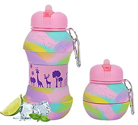 QTANZIQI Football Water Bottle Foldable Silicone Collapsible Kids Toddler Water Bottle with Keyring for School Unique Football Gifts for Boys and Girls Pink 550Ml/19Oz silk pillowcase