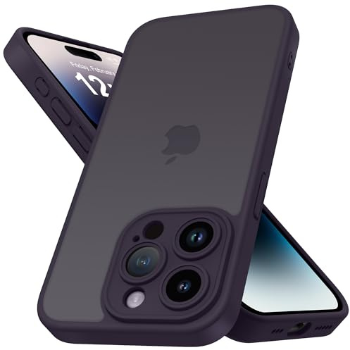 Mootobo for iPhone 14 Pro Case 6.1-Inch, Matte Shockproof Bumper Phone Cover, Military-Grade Protection Ultra Slim 360°Full Body Frosted Translucent Back Phone case(Deep Purple)