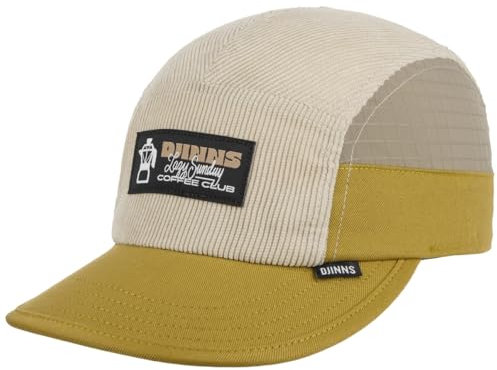 Djinns - Sunday Coffee Cord (khaki creme) - 5 Panel Soft Flat Cap Meshcap Hat Kappe Mütze Caps