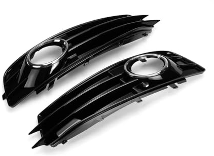 Kühlergrill Auto Chrom Silber/Schwarz Auto Front Nebel Licht Kühlergrill Abdeckung Nebel Lampe Kühlergrill Grill Für Audi A3 8P S-linie 2009-2012 8P0807682 8P0807681 Frontgrill(1 UK)