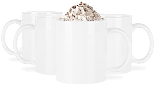 Glasmark KROSNO 1992 Lot de 4 tasses en céramique 300 ml Tasse à café Tasse à café Tasse à thé Passe au lave-vaisselle Blanc Rita