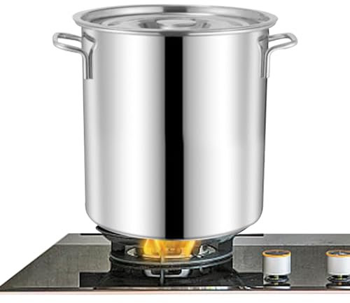 Olla Grande - Olla Grande con Tapa - Olla, Olla Grande de Acero Inoxidable 304 Espesado con Tapa, para Uso Comercial de Catering, para Estufa de Gas/Industrial