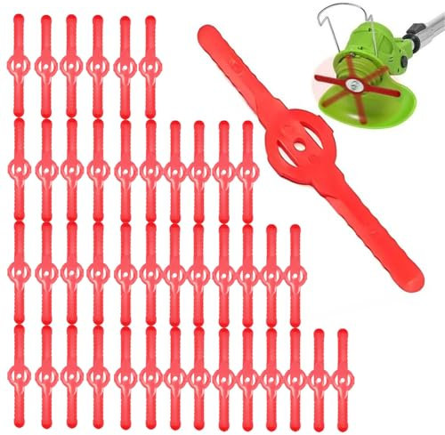 L0famy 50 Pieces Plastic Grass Trimmer Blades, 135 mm Cordless Strimmer Blades, Grass Trimmer Replacement Blades, for Lawn, Garden, Orchard, Woods, or Pastoral