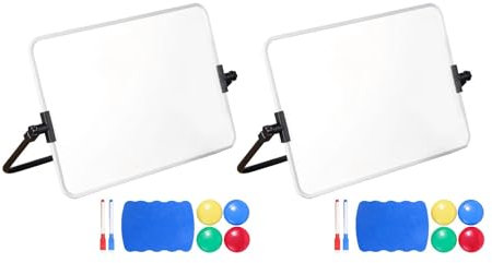 Whiteboard mit Ständer, 21 x 30 cm, doppelseitig, mit Stift-Radierer, Magneten, Büro-Whiteboard
