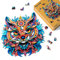 Figured'Art Holzpuzzle Erwachsene und Kinder 200 Teile Tiere - Lebendiges Katzen-Mandala - Originelles Design 28,5x28,5 cm Einzigartige Form mit Premium-Holzkiste