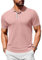 COOFANDY Polo Manica Corta Uomo Tennis Shirt Estate Bottoni Uomo Maglia Polo Stretch Golf Shirt Rosa XL