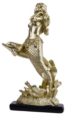 Meerjungfrau Statue Harz Figurine Tabletop Ornament Skulptur für Bücherregal Wohnzimmer