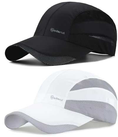 AYPOW Schnelltrocknend Baseballkappe Herren Damen, 2 Pcs Kühlende Atmungsaktiv Mesh Laufmützen, Faltbare Verstellbar Sonnenschutz Running Cap Basecap Sportmütze Draußen Sport Sommer