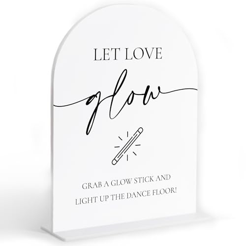 Let Love Glow Sign Wedding, White Arch Acrylic Sign, Wedding Dance Floor Props, Bridal Shower Decor, Engagement Party Decor, Centerpiece Table Decorations Party for Bride and Groom-18