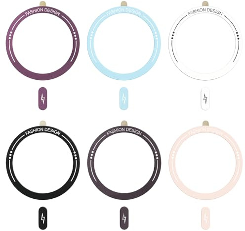 6 Stück für MagSafe Ring Aufkleber Telefone Magnet Ring Handyhülle | Universal Metallplatte Handy Sticker Magnetisches Drahtloses Ladegerät für iPhone 17 16 15 14 13 12 11 Android