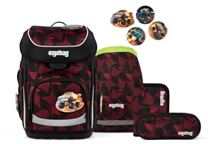ergobag Schulranzen-Set cubo Set UnaufhaltBär - Schwarz | Ergonomischer Schulranzen klassisch 5-teilig für die 1. Klasse der Grundschule