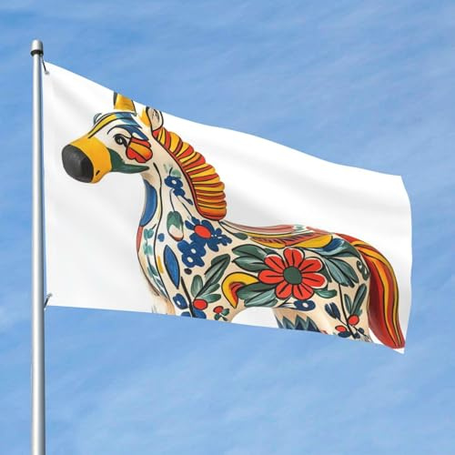 Flagge, doppelseitig, für den Außenbereich, 60 x 90 cm, großes Urlaubsbanner mit 2 Messingösen, Läufer, schwedisches Dala-Pferd, Volkshof Flagge, ganzjährig, Willkommensgartenflaggen für Hof, Rasen