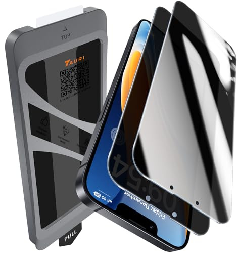 TAURI für iPhone 13 Sichtschutz 6,1 Zoll - 2 Stück | mit Staubfreie Installationswerkzeug, 9H Glas Displayschutz, Full Screen Blasenfreie-Schutzfolie, Kompatibel mit Hülle