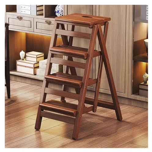 LISHEUK 3Step Folding Wooden Stool Versatile Kitchen Counter Chair & Portable Ladder NonSlip High Chair for Easy Access MultiUse Step Stool