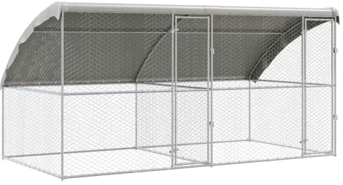 vidaXL Hundekäfig 2 pcs Silber 4 x 2 x 2 m Verzinkter Stahl, Moderne Hundehütte, Regenfeste Hundehütte, Robustes Haustierhaus, Wetterfeste Unterkunft, Sicherer Außenbereich, Stylishe Unterbringung