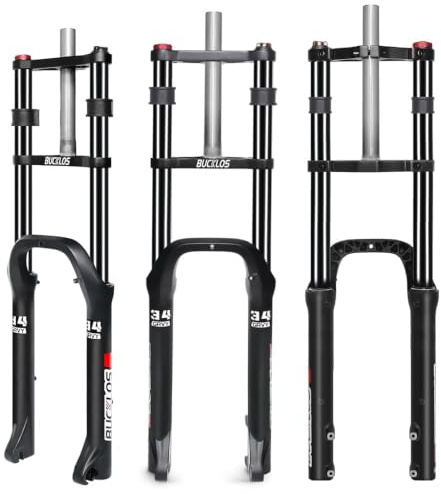 AEYINO 26 Zoll E-Bike Federgabel 4.0 Fat Bike Doppelbrücke 180mm | Fahrradgabel für Schnee Strand MTB, 135mm Schnellspanner Öldämpfung Scheibenbremse, 1-1/8 Zoll Schaft Gerade für Fatbike