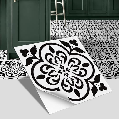 20 Stück Mosaik-Wandfliesenaufkleber, ablösbare und wiederverwendbare Bodenfliesen, Fliesenaufkleber für Bad und Küche, dekorative Fliesenfolien für Bad und Küche (20x20 cm-20pcs,PTF57)