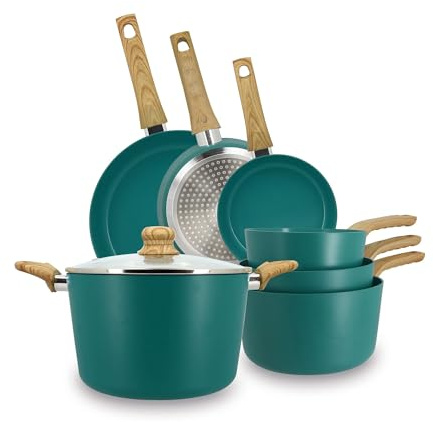 MENASTYL - Set 7 pièces bleu canard casserole poêle faitout en aluminium induction - 6014148