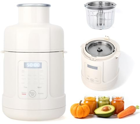 Preparatore per alimenti per bambini 500W, con vaporiera, frullatore, scaldapappa con timer, Per tutte le fasi della crescita, Touch screen, programmi preimpostati, autopulizia, Acciaio inox