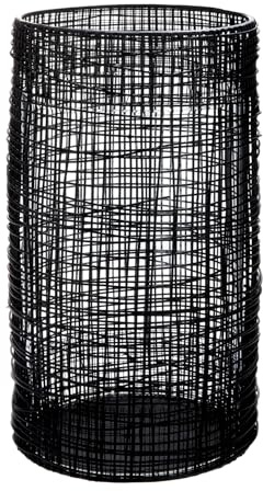 Casablanca Windlicht Welding - Metall - Schwarz Matt - Konisch - Höhe 31cm x Ø 16cm - mit Glaseinsatz