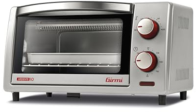 Girmi FE10 Forno elettrico, 800 W, 10 Litri, Griglia INOX, Termostato Regolabile, Timer 60 min, Accessori inclusi, Silver