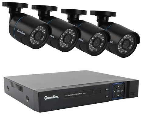 Groundlevel 4 Camera CCTV Security System, Full HD 1080P, 65ft Night Vision