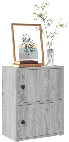 fadaoet Bibliothèque grise Sonoma 40 x 24 x 52 cm Étagère murale avec porte, espace de rangement et installation de porte flexible pour bureau et salon, facile d'entretien, design moderne Cubes
