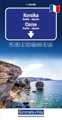 Kümmerly+Frey Regional-Strassenkarte Korsika 1:150.000: Mit Bastia und Ajaccio. Inkl. Stadtplan, Ortsverzeichnis und Reiseinformationen